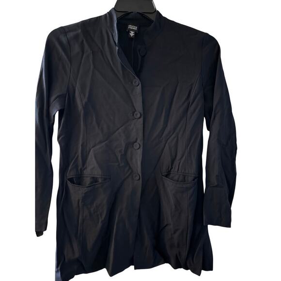 EILEEN FISHER black button up jacket/top size S small - Picture 3 of 5